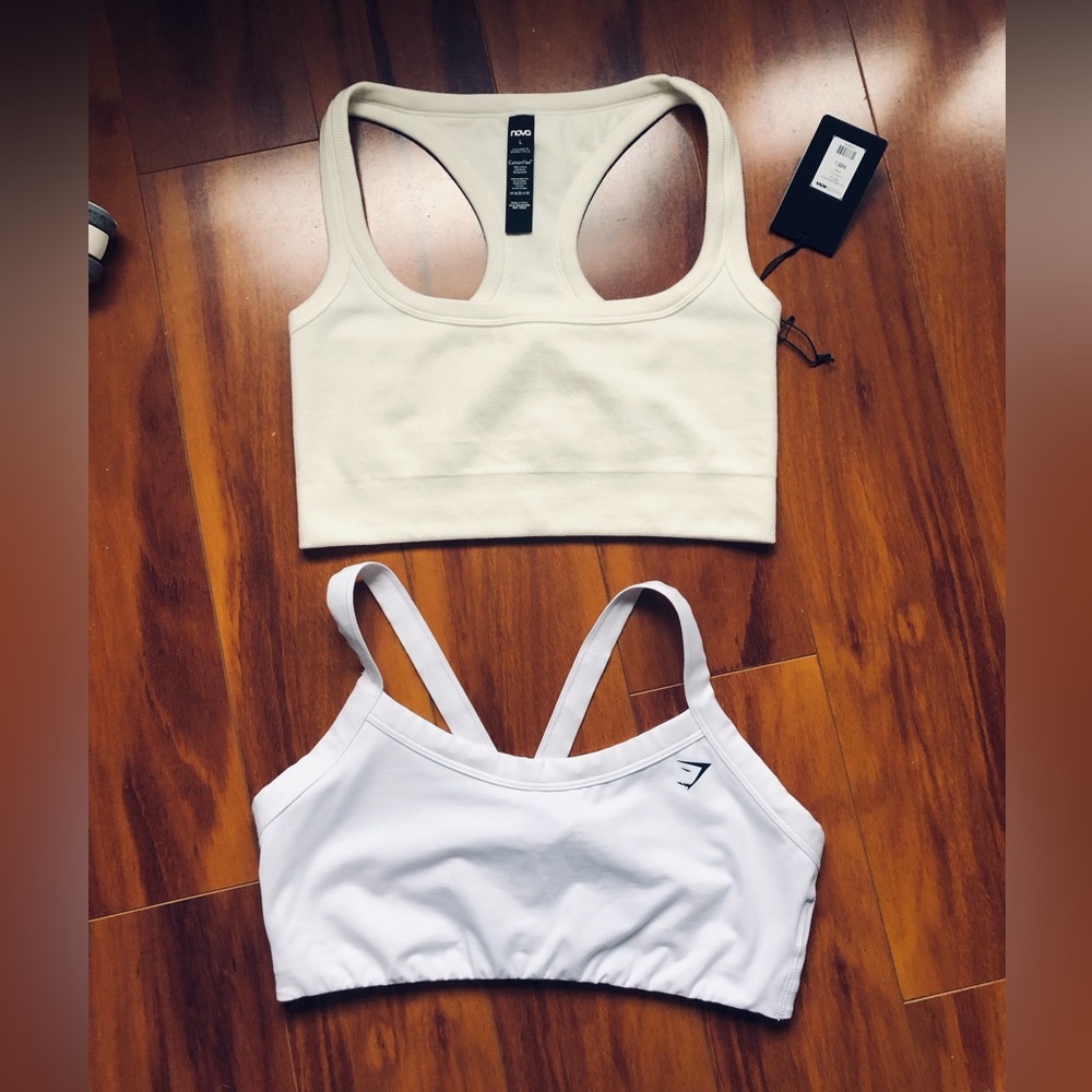 White Cotton Blend sports bra set of 2 bundle
